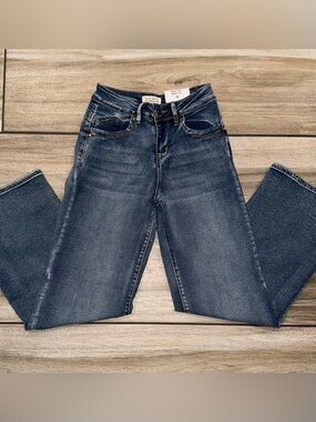 High-Rise Straight Leg Jeans in Dark Blue